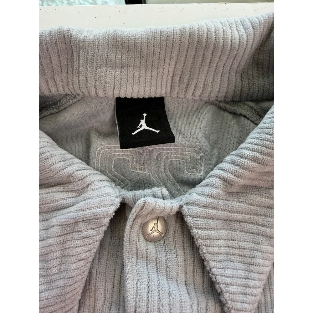 Jordan Brand Grey Ribbed Corduroy Short Sleeve Button Up Shirt XXLT 23 Jumpman - Picture 3 of 12